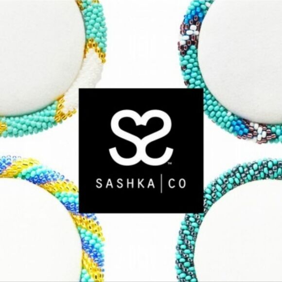 Set of 2 Sashka Turquoise & Turquoise/Pink/Silver Glass Beaded Bracelets - Picture 3 of 11